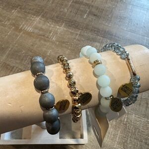 Kinsley Armelle Mint, Gray and Gold Mixed Bead Bracelet Set